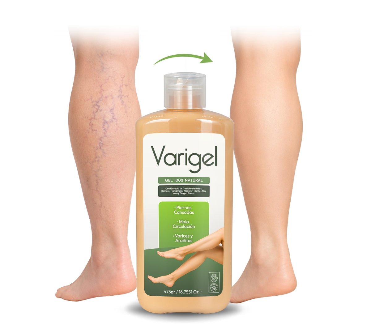 Varigel 475 g 2 Pack | Gel para Varices, Piernas Cansadas, Hinchazón, Pesadez y Mala Circulación