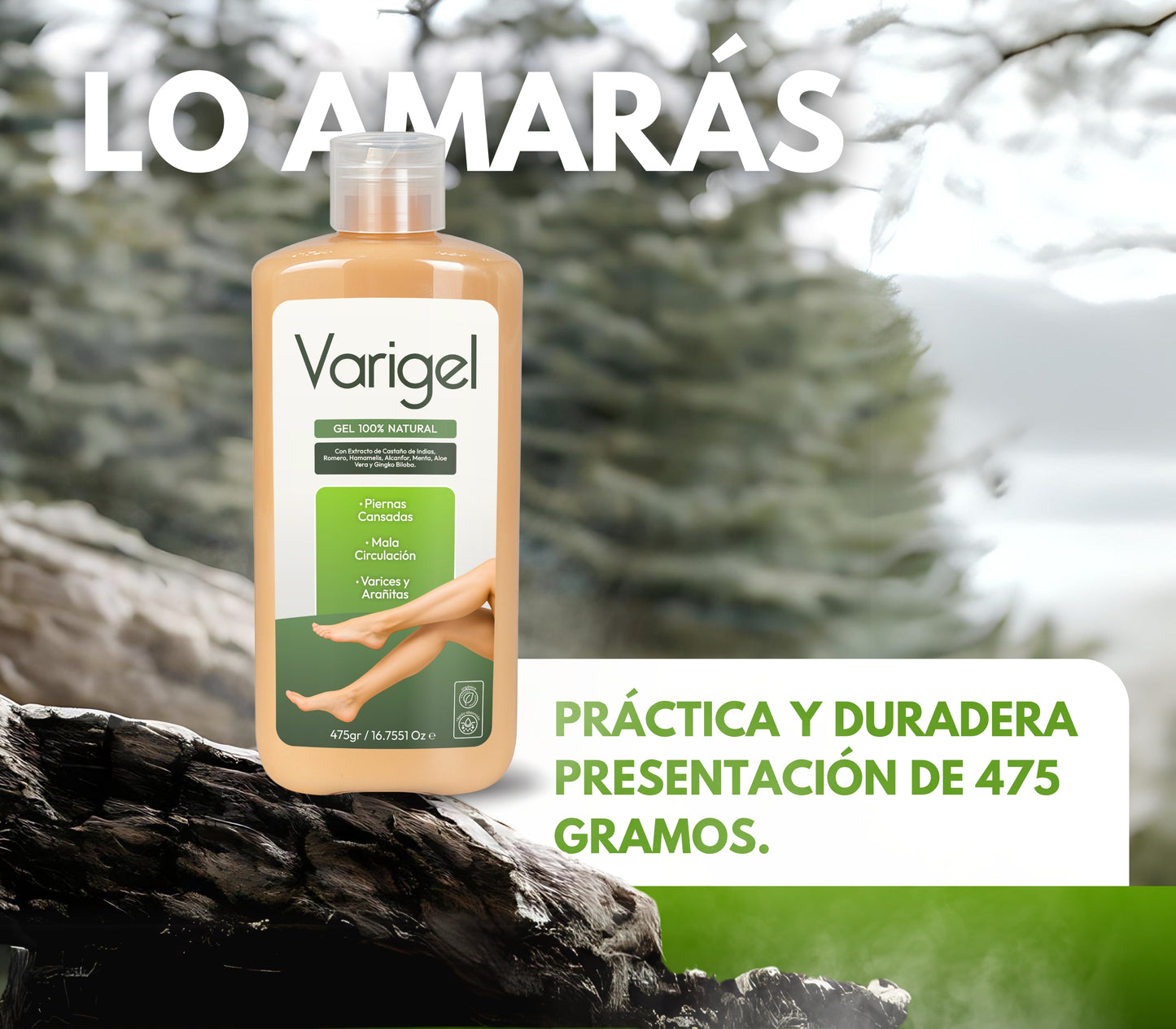 Varigel 475gr. | Alivio para Varices, Hinchazón y Piernas Cansadas con Efecto Refrescante Inmediato