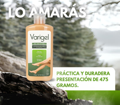 Varigel 475gr. | Alivio para Varices, Hinchazón y Piernas Cansadas con Efecto Refrescante Inmediato