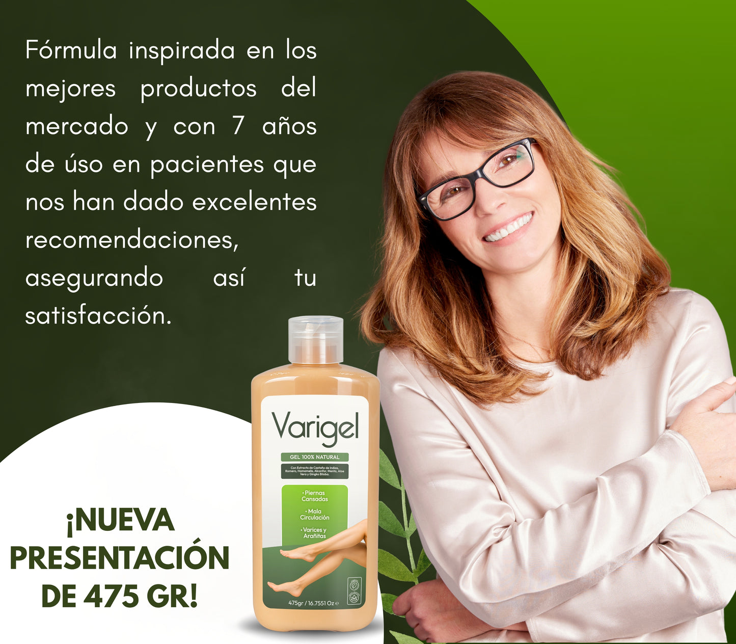 Varigel 475gr. | Alivio para Varices, Hinchazón y Piernas Cansadas con Efecto Refrescante Inmediato