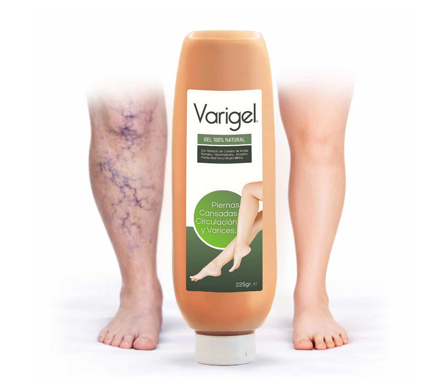 Varigel 225gr. | Alivio para Varices, Hinchazón y Piernas Cansadas con Efecto Refrescante Inmediato