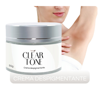 Clear Tone 50g. | Crema Despigmentante para Axilas, Rodillas, Codos, Cuello, Rostro y Manos – Ayuda a Aclarar Manchas por Sol, Edad y Desequilibrios Hormonales
