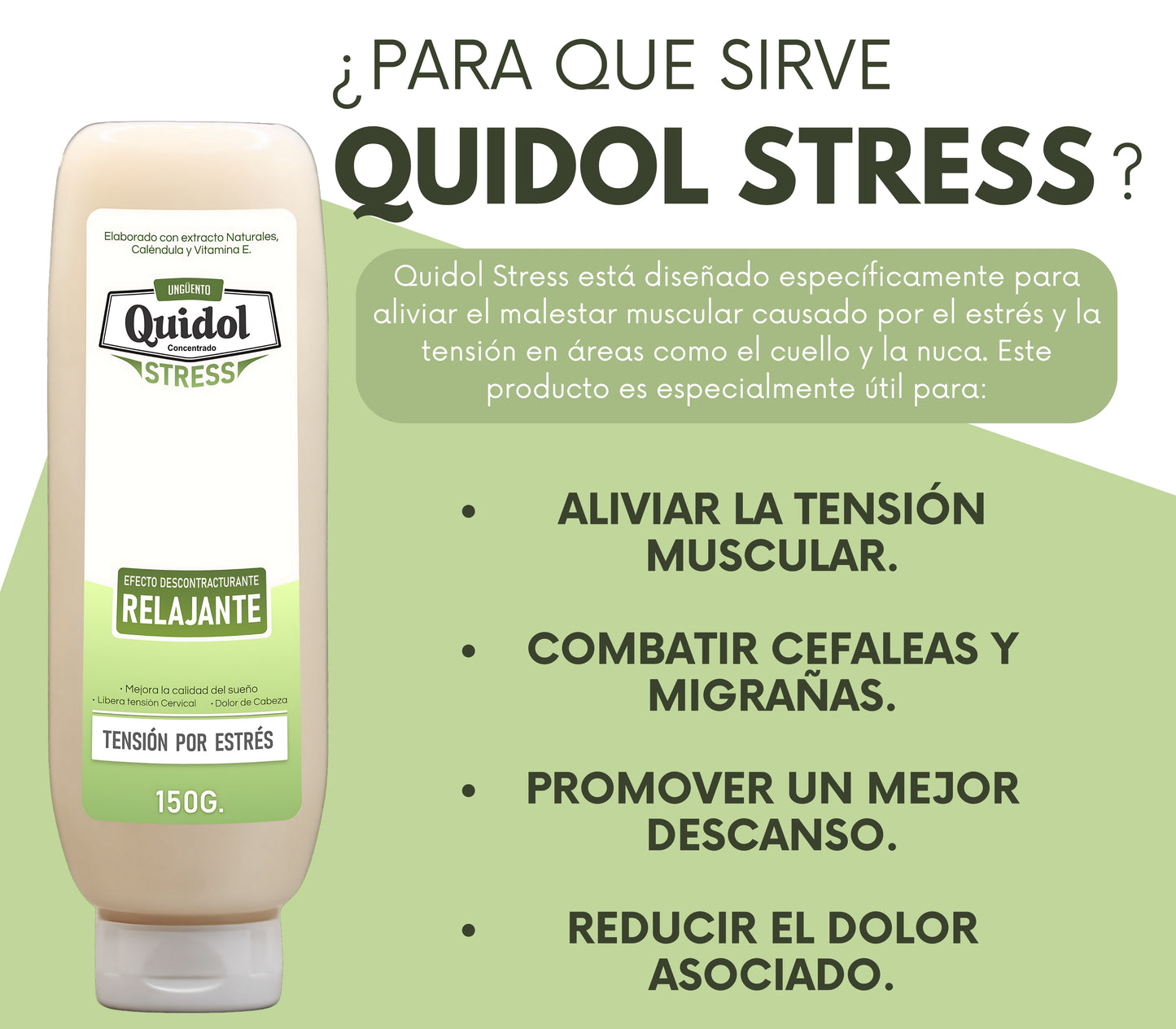 Quidol Stress 150g. | Ungüento Relajante para Cuello y Nuca – Alivia la Tensión, Reduce el Estrés y Ayuda a Dormir Mejor