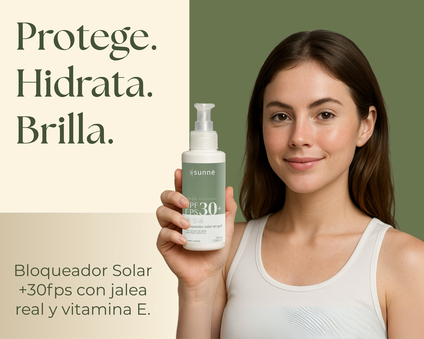 Sunnè 100ml. | Bloqueador solar facial en gel FPS 30 – Protección contra sol y luz azul – Control de grasa, uso diario y acabado mate
