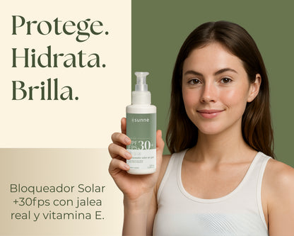 Sunnè 100ml. | Bloqueador solar facial en gel FPS 30 – Protección contra sol y luz azul – Control de grasa, uso diario y acabado mate