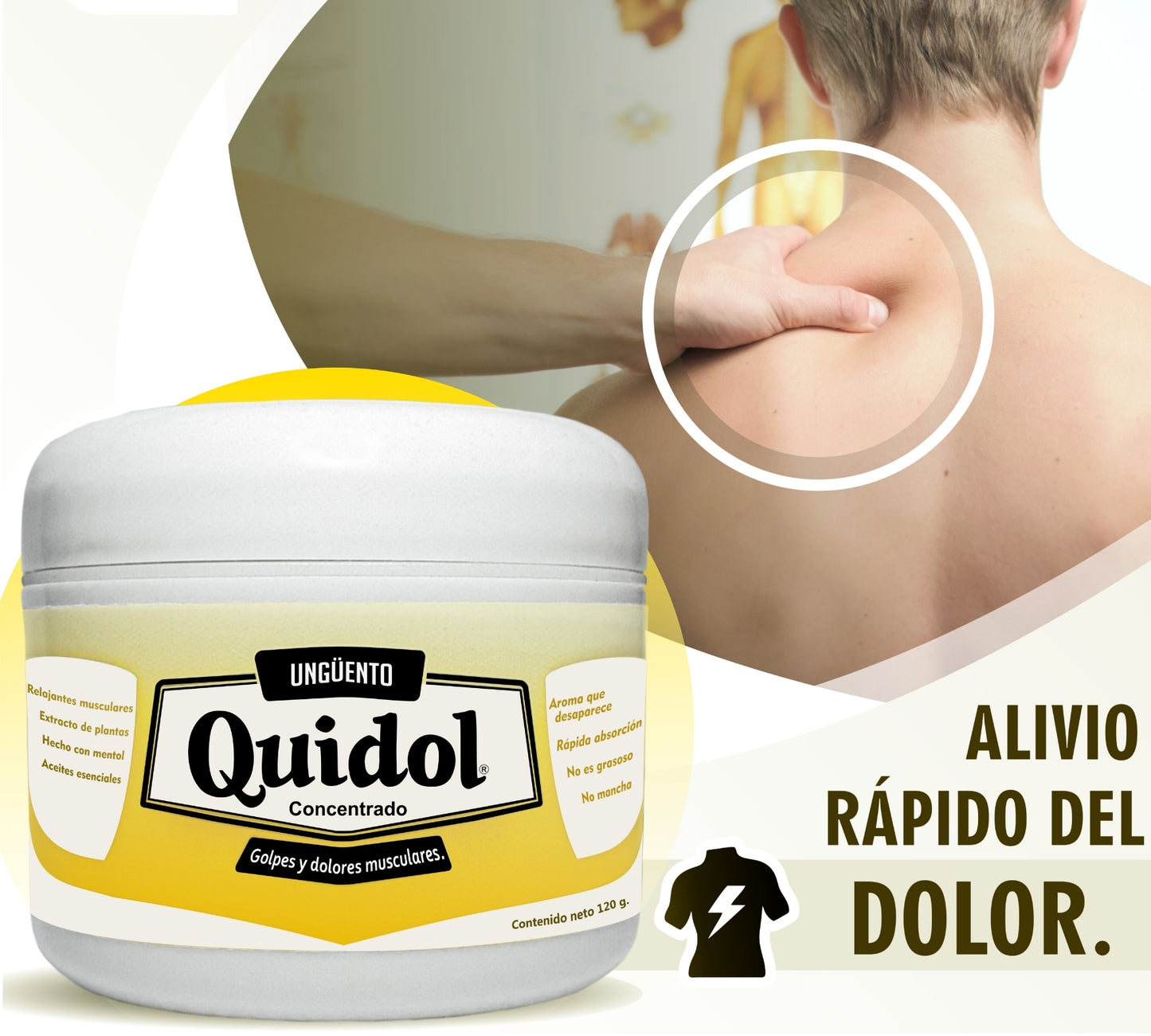 Quidol Ungüento 120gr. |  Alivio Rápido para Dolor Muscular, Articular y Golpes – Efecto Frío y Calor