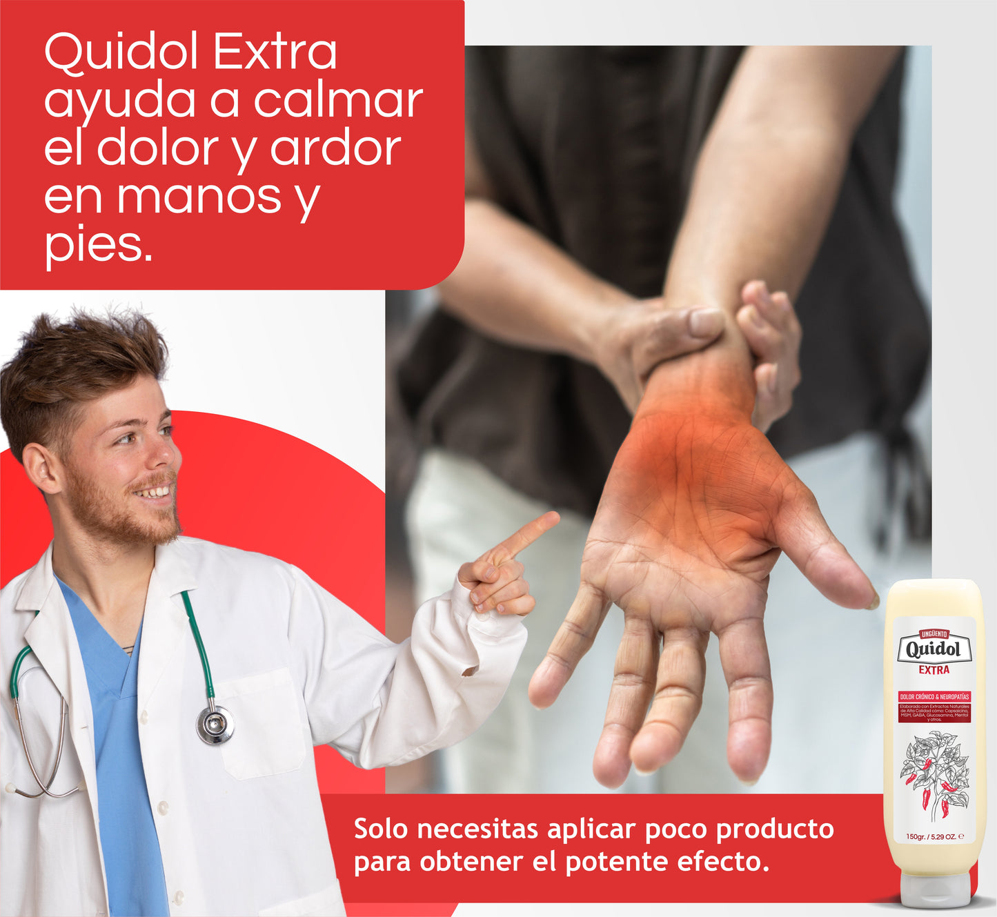Quidol Extra 150gr. | Alivio Potente para Neuropatía, Dolor Nervioso y Articular – Fórmula Avanzada con Capsaicina, MSM y GABA