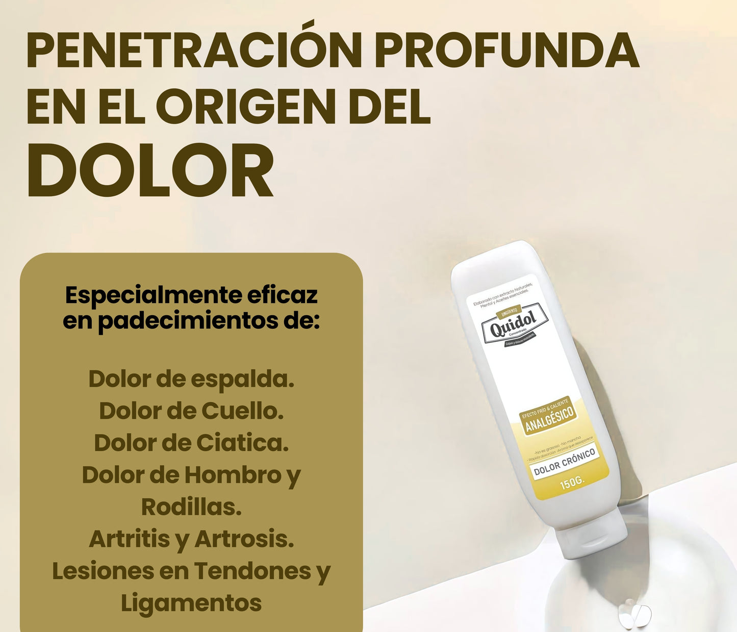 Quidol Ungüento 150gr. | Alivio Rápido para Dolor Muscular, Articular y Golpes – Efecto Frío y Calor