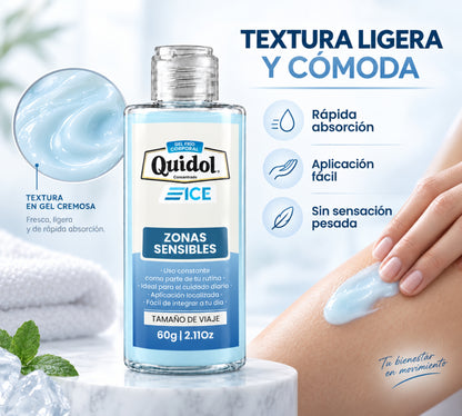Quidol Ice 60gr. | Gel Extra Frío para Molestias Musculares, Articulares y Después del Ejercicio – Tamaño Viaje
