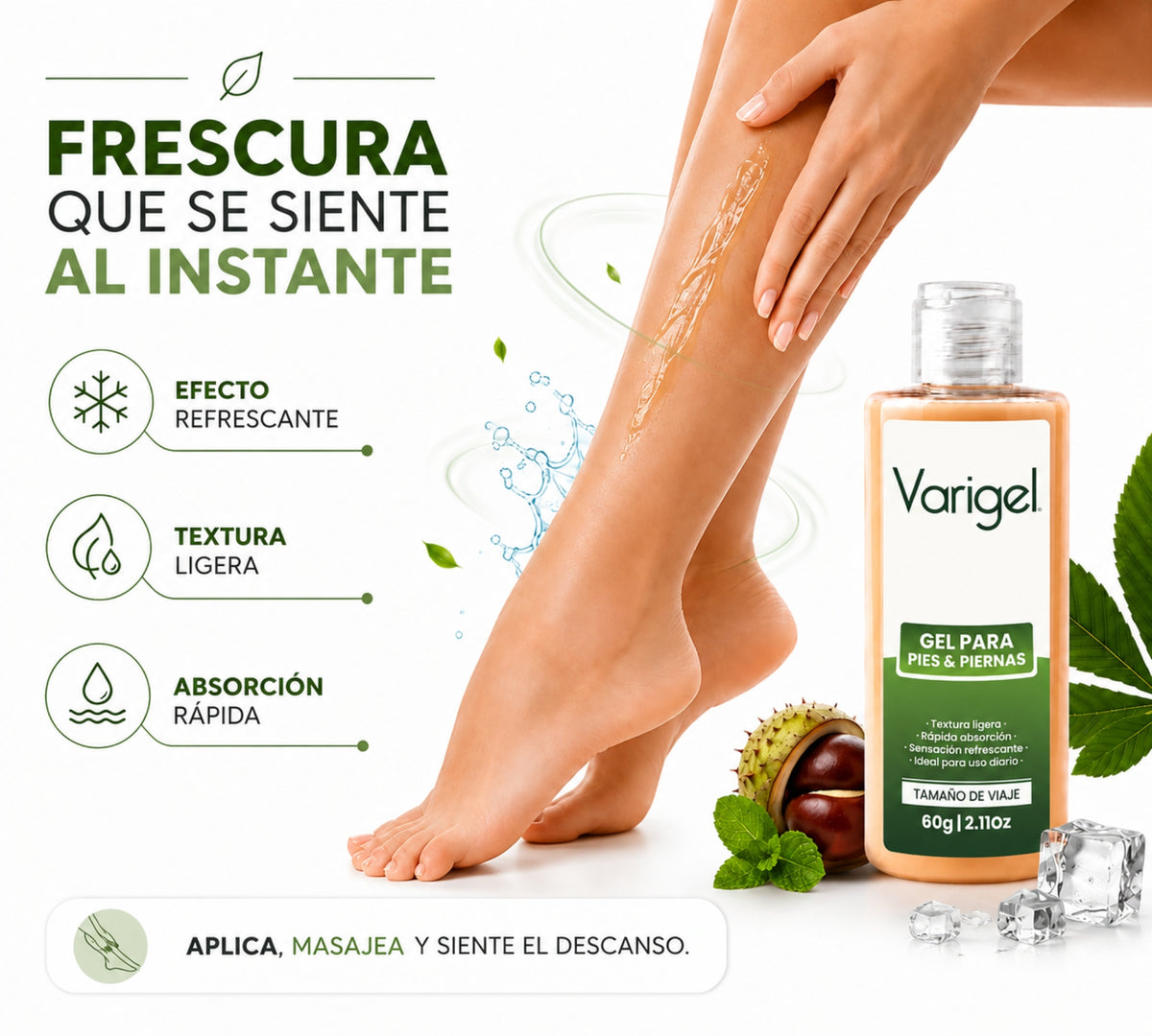 Varigel 60 g | Gel refrescante para piernas cansadas, pesadez y sensación de fatiga