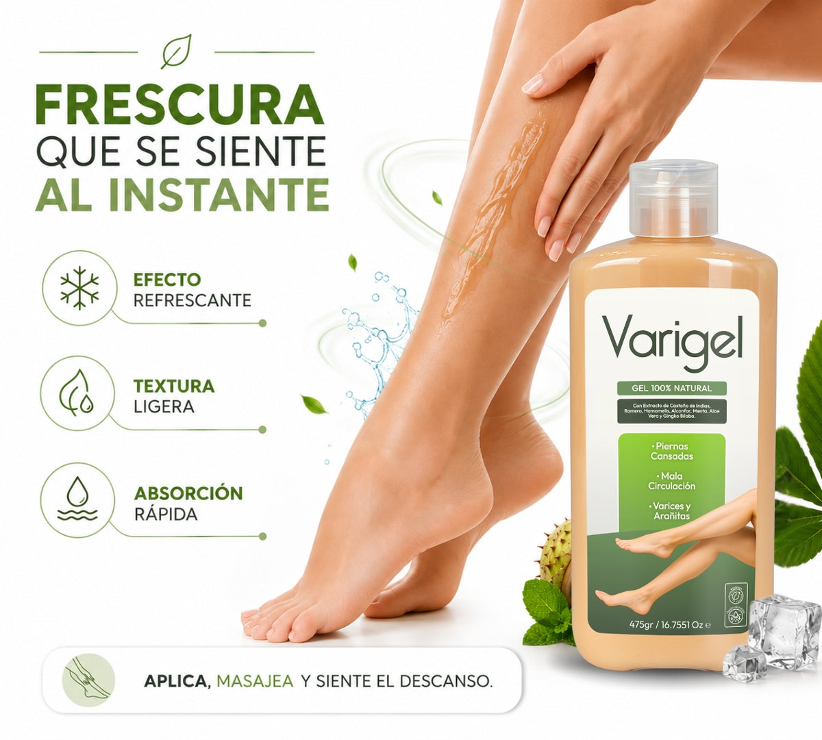 Varigel 475 g 2 Pack | Gel para Varices, Piernas Cansadas, Hinchazón, Pesadez y Mala Circulación