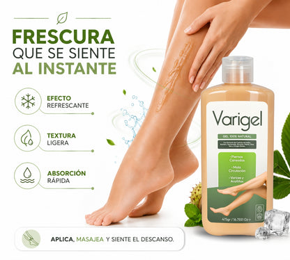 Varigel 475 g 2 Pack | Gel para Varices, Piernas Cansadas, Hinchazón, Pesadez y Mala Circulación