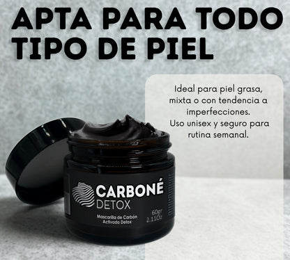 Carboné Detox 60g. | Mascarilla Facial de Carbón Activado para Limpieza Profunda, Eliminación de Impurezas y Control Total de Grasa en la Piel