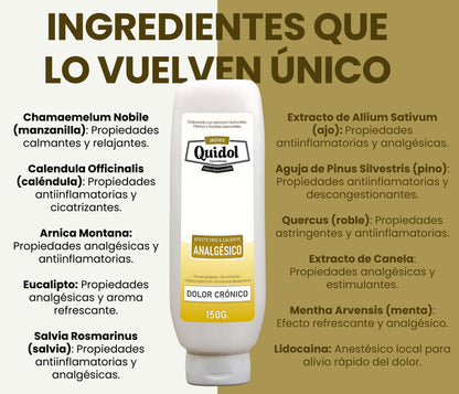 Quidol Ungüento 150gr. | Alivio Rápido para Dolor Muscular, Articular y Golpes – Efecto Frío y Calor