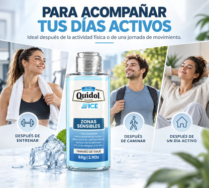 Quidol Ice 60gr. | Gel Extra Frío para Molestias Musculares, Articulares y Después del Ejercicio – Tamaño Viaje