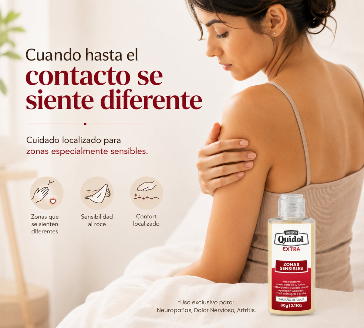 Quidol Extra 60 g | Crema de sensación intensa para dolor nervioso, hormigueo y molestias localizadas