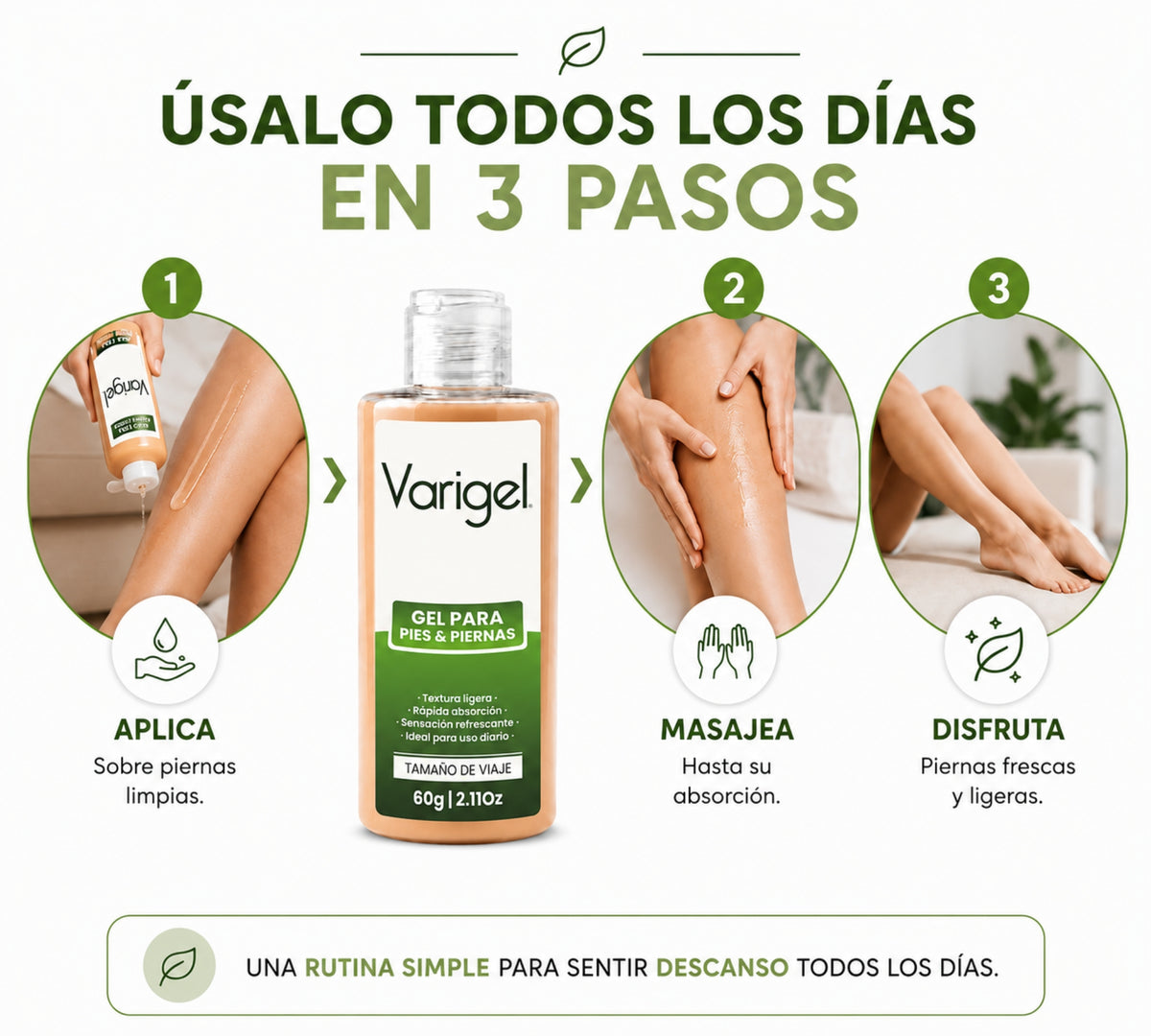 Varigel 60 g | Gel refrescante para piernas cansadas, pesadez y sensación de fatiga