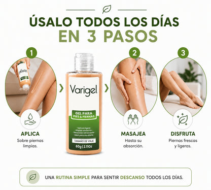 Varigel 60 g | Gel refrescante para piernas cansadas, pesadez y sensación de fatiga