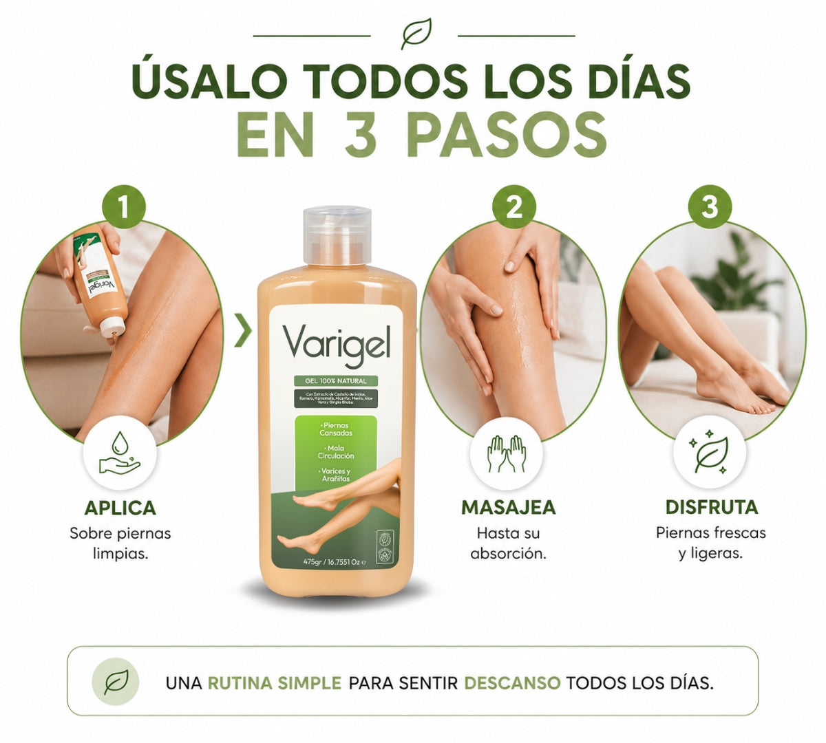 Varigel 475 g 2 Pack | Gel para Varices, Piernas Cansadas, Hinchazón, Pesadez y Mala Circulación