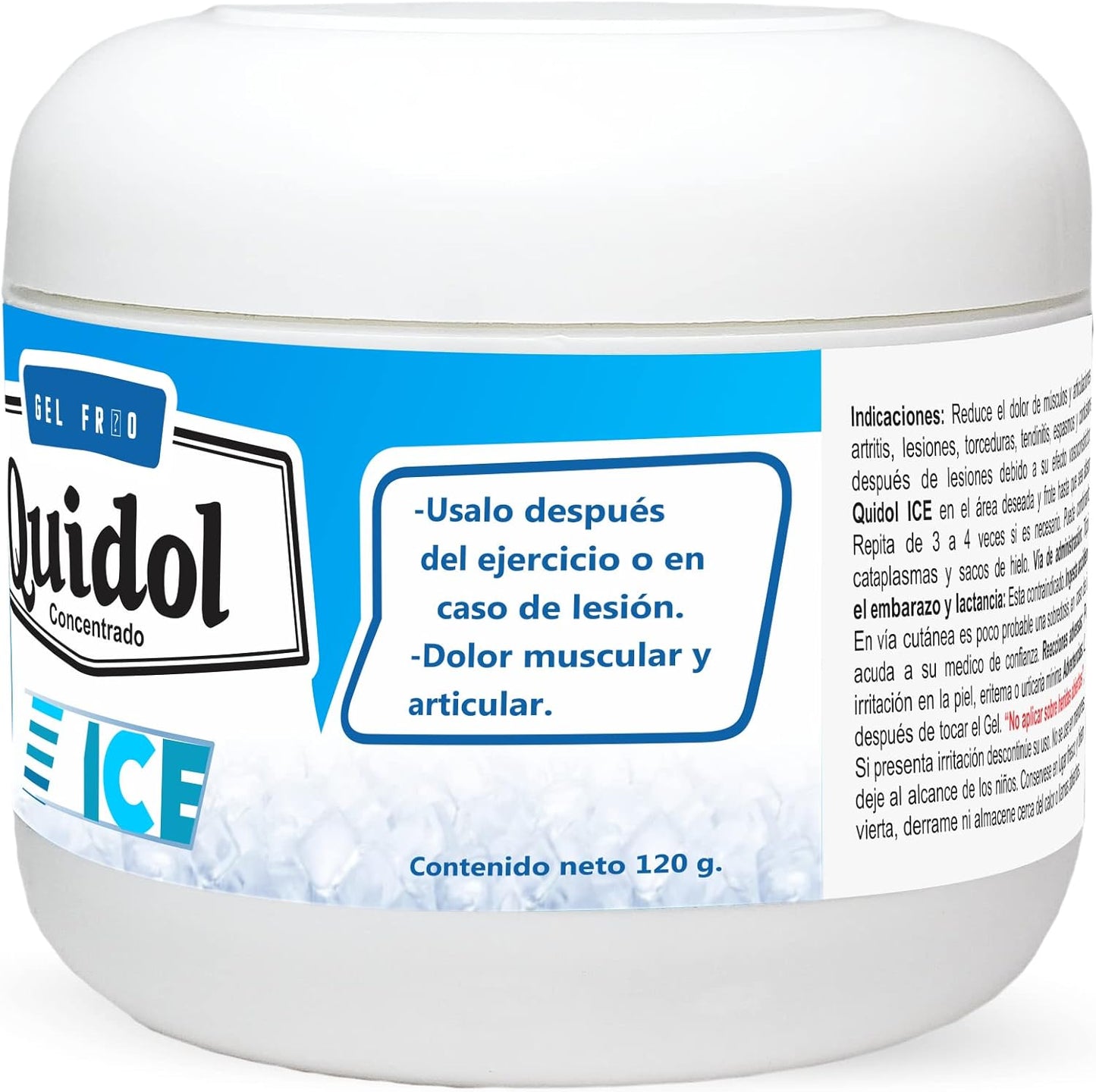 Quidol Ice 120gr. | Gel Extra Frío para Alivio Inmediato de Dolor Muscular y Articular – Efecto Cooling Intenso con Mentol, Árnica y Aloe Vera