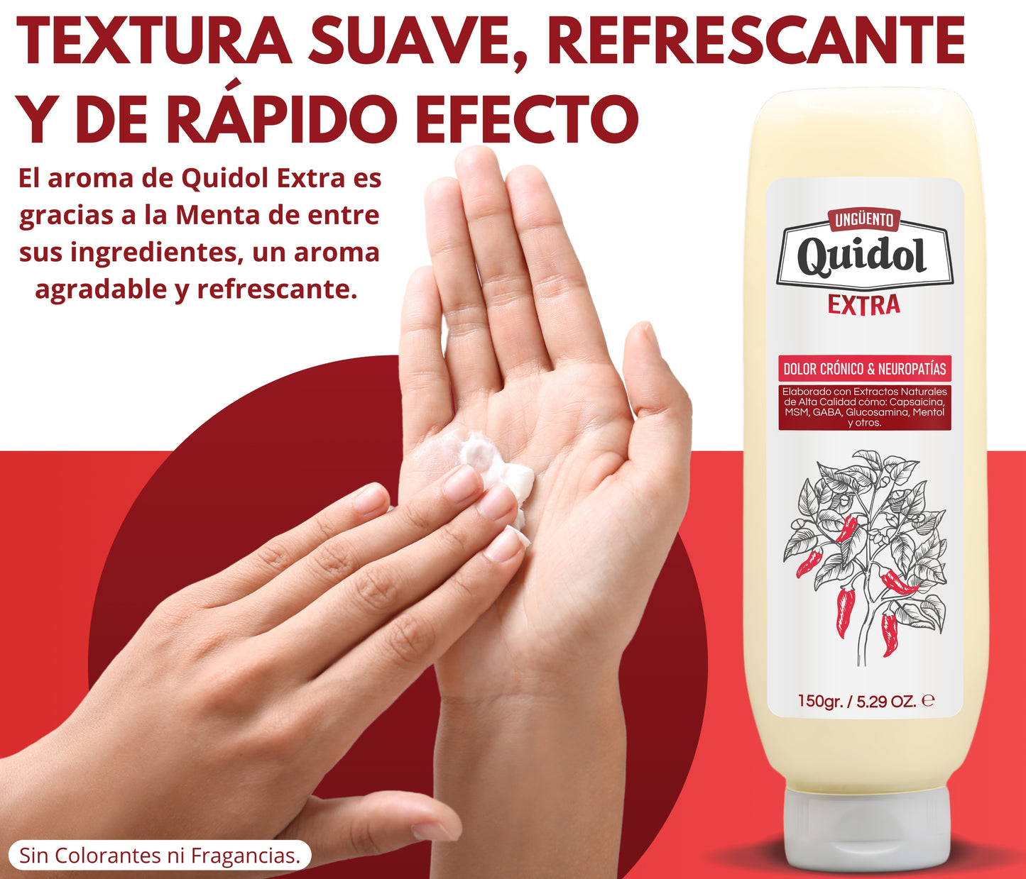 Quidol Extra 150gr. | Alivio Potente para Neuropatía, Dolor Nervioso y Articular – Fórmula Avanzada con Capsaicina, MSM y GABA