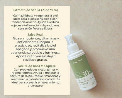 Sunnè 100ml. | Bloqueador solar facial en gel FPS 30 – Protección contra sol y luz azul – Control de grasa, uso diario y acabado mate