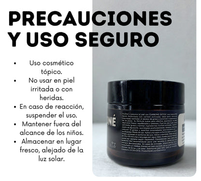 Carboné Detox 60g. | Mascarilla Facial de Carbón Activado para Limpieza Profunda, Eliminación de Impurezas y Control Total de Grasa en la Piel