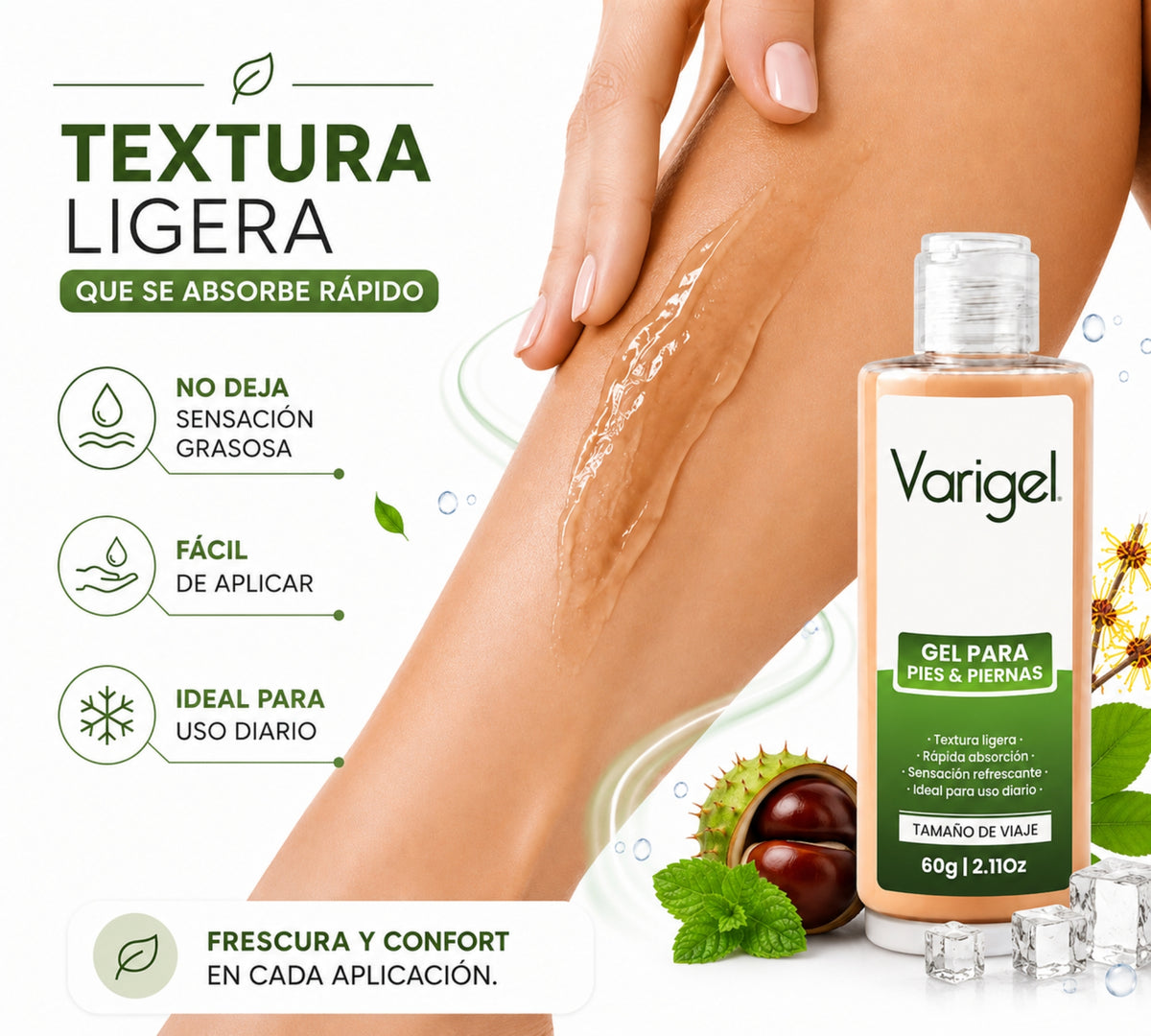 Varigel 60 g | Gel refrescante para piernas cansadas, pesadez y sensación de fatiga