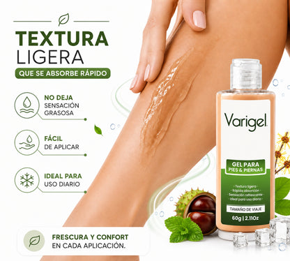 Varigel 60 g | Gel refrescante para piernas cansadas, pesadez y sensación de fatiga