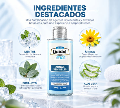 Quidol Ice 60gr. | Gel Extra Frío para Molestias Musculares, Articulares y Después del Ejercicio – Tamaño Viaje