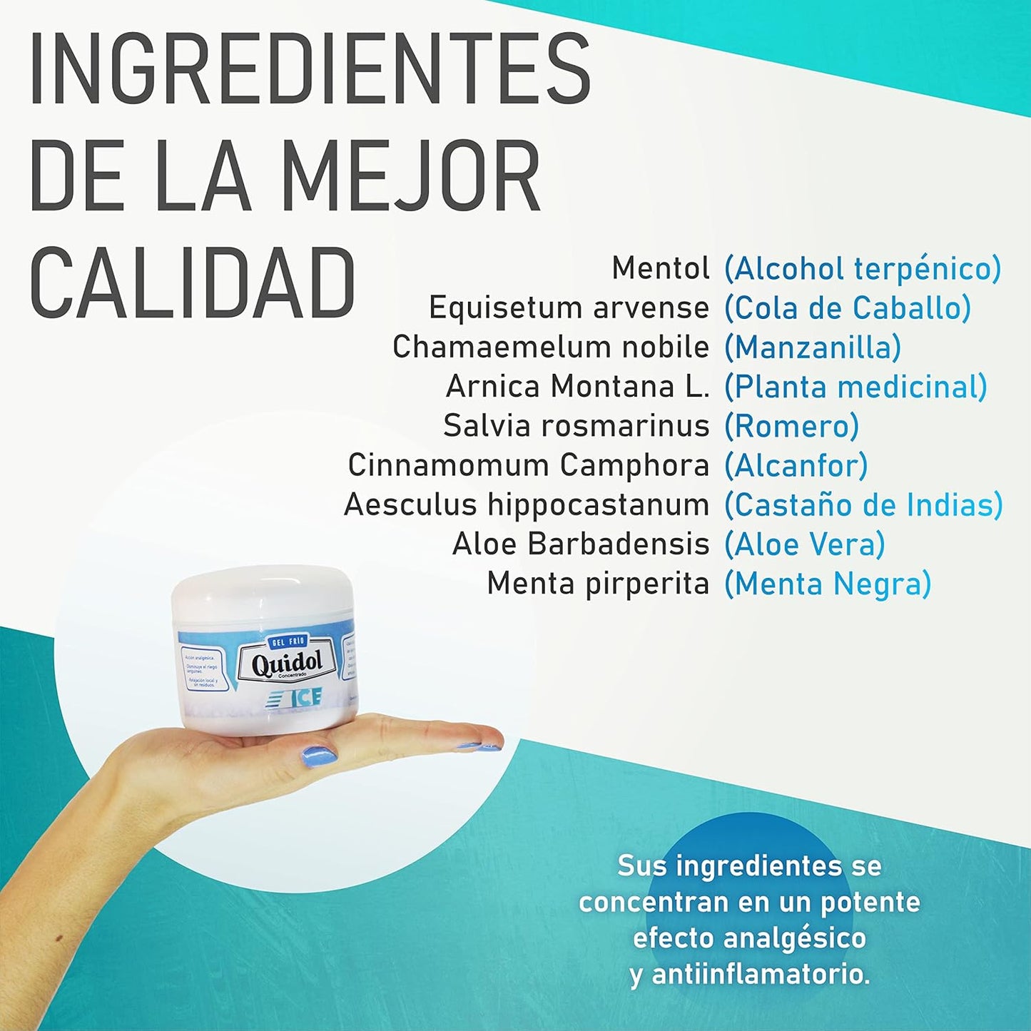 Quidol Ice 120gr. | Gel Extra Frío para Alivio Inmediato de Dolor Muscular y Articular – Efecto Cooling Intenso con Mentol, Árnica y Aloe Vera