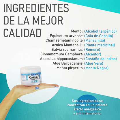 Quidol Ice 120gr. | Gel Extra Frío para Alivio Inmediato de Dolor Muscular y Articular – Efecto Cooling Intenso con Mentol, Árnica y Aloe Vera