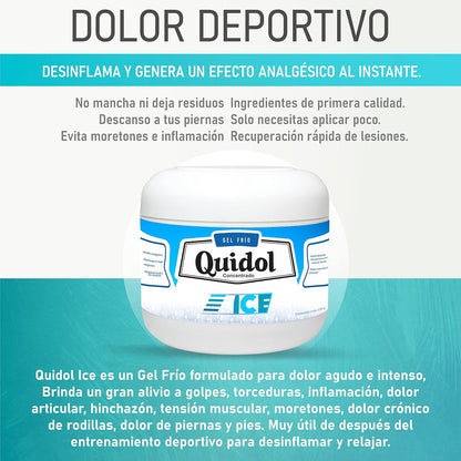 Quidol Ice 120gr. | Gel Extra Frío para Alivio Inmediato de Dolor Muscular y Articular – Efecto Cooling Intenso con Mentol, Árnica y Aloe Vera