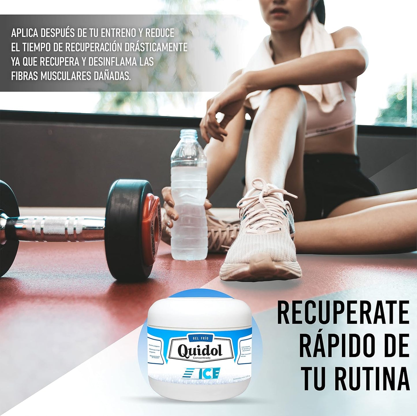 Quidol Ice 120gr. | Gel Extra Frío para Alivio Inmediato de Dolor Muscular y Articular – Efecto Cooling Intenso con Mentol, Árnica y Aloe Vera