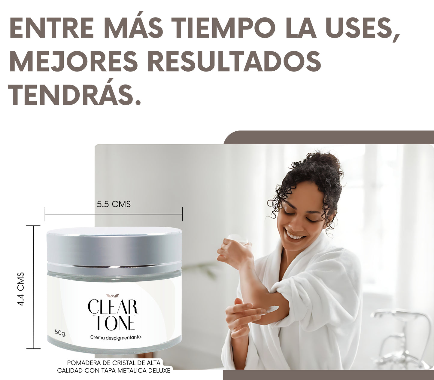 Clear Tone 50g. | Crema Despigmentante para Axilas, Rodillas, Codos, Cuello, Rostro y Manos – Ayuda a Aclarar Manchas por Sol, Edad y Desequilibrios Hormonales