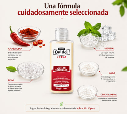 Quidol Extra 60 g | Crema de sensación intensa para dolor nervioso, hormigueo y molestias localizadas