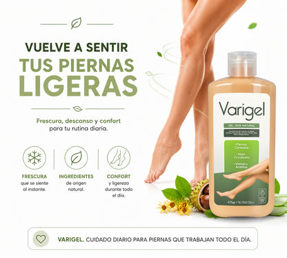 Varigel 475 g 2 Pack | Gel para Varices, Piernas Cansadas, Hinchazón, Pesadez y Mala Circulación