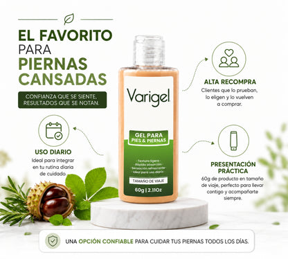 Varigel 60 g | Gel refrescante para piernas cansadas, pesadez y sensación de fatiga