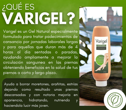 Varigel 225gr. | Alivio para Varices, Hinchazón y Piernas Cansadas con Efecto Refrescante Inmediato