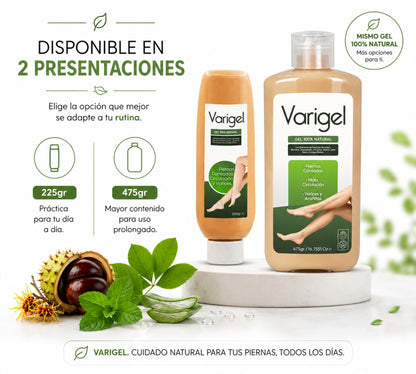Varigel 475 g 2 Pack | Gel para Varices, Piernas Cansadas, Hinchazón, Pesadez y Mala Circulación