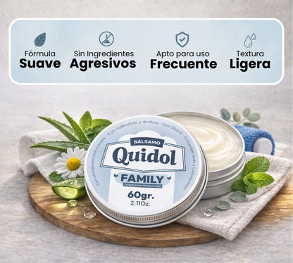 Quidol Family 60gr. | Bálsamo de Alivio Rápido para Golpes, Picaduras y Molestias Diarias – Fórmula Suave para Toda la Familia con Árnica y Caléndula