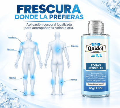 Quidol Ice 60gr. | Gel Extra Frío para Molestias Musculares, Articulares y Después del Ejercicio – Tamaño Viaje