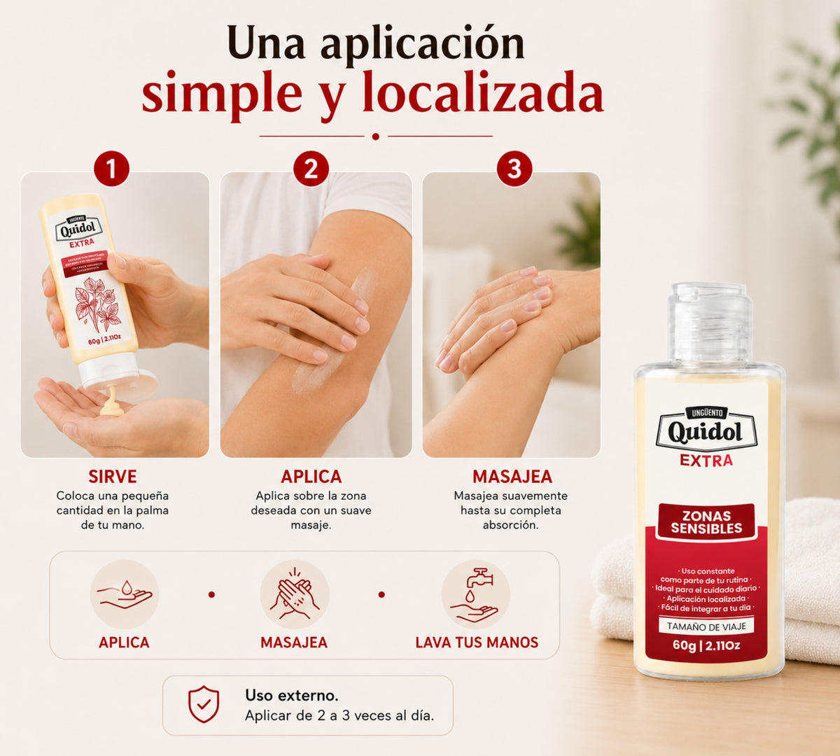 Quidol Extra 60 g | Crema de sensación intensa para dolor nervioso, hormigueo y molestias localizadas