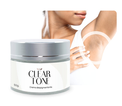 Clear Tone 50g. | Crema Despigmentante para Axilas, Rodillas, Codos, Cuello, Rostro y Manos – Ayuda a Aclarar Manchas por Sol, Edad y Desequilibrios Hormonales