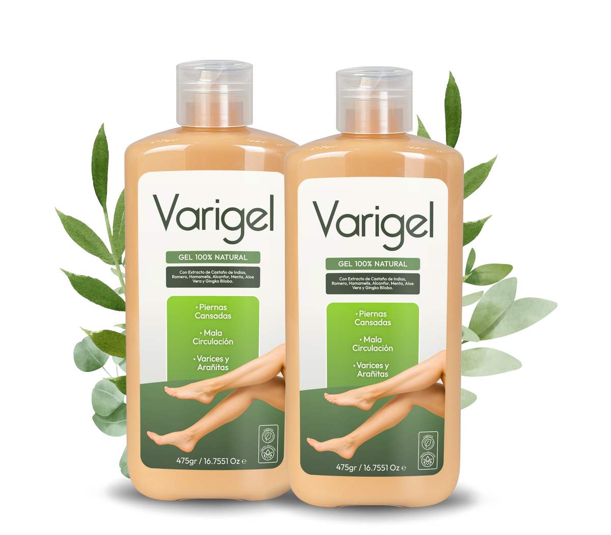 Varigel 475 g 2 Pack | Gel para Varices, Piernas Cansadas, Hinchazón, Pesadez y Mala Circulación